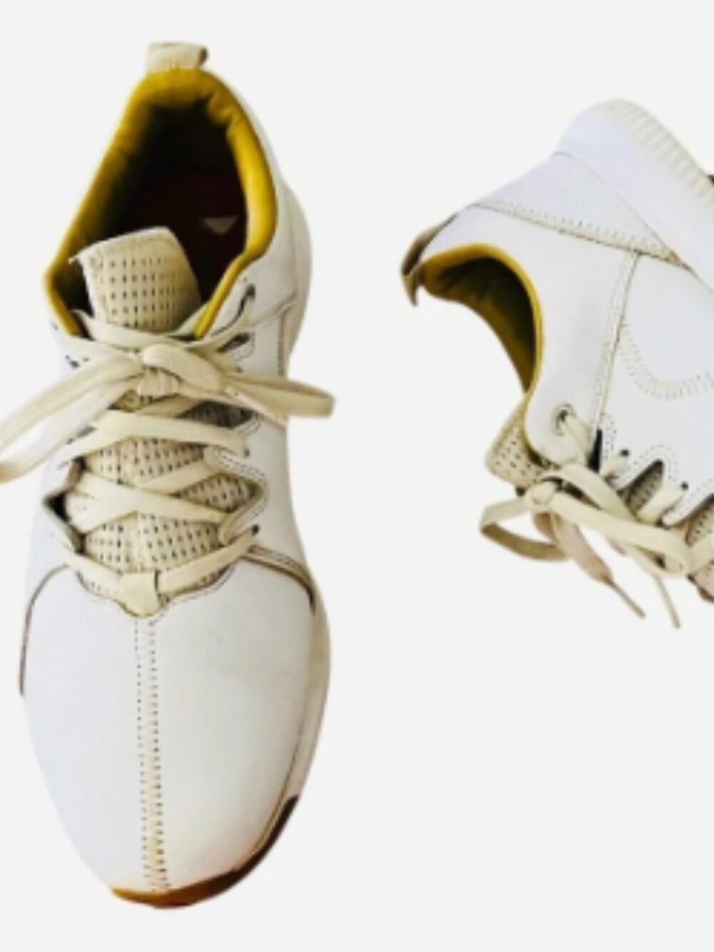 Adidas Adicross Bounce Golf Shoes Size 9.5 White Tan Leather Spikeless